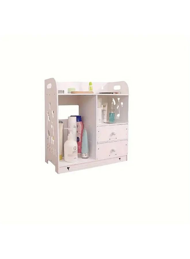 Deer Up Down Model White Plastic Bathroom Vanity Organizer With Drawers Open Shelves - Image 3